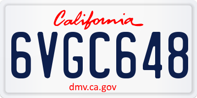 CA license plate 6VGC648