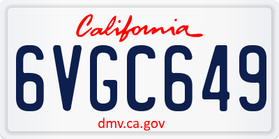 CA license plate 6VGC649
