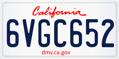 CA license plate 6VGC652