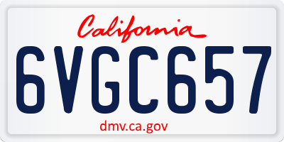 CA license plate 6VGC657