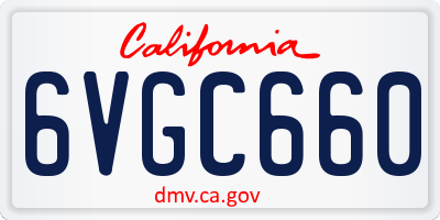 CA license plate 6VGC660