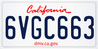 CA license plate 6VGC663