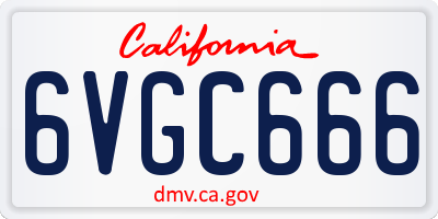 CA license plate 6VGC666