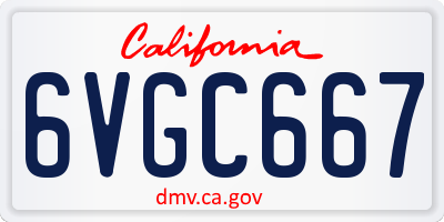 CA license plate 6VGC667