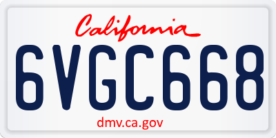CA license plate 6VGC668
