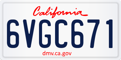 CA license plate 6VGC671
