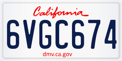 CA license plate 6VGC674