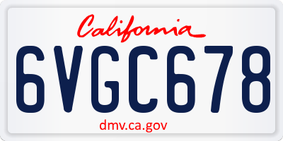 CA license plate 6VGC678