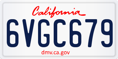 CA license plate 6VGC679