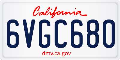 CA license plate 6VGC680