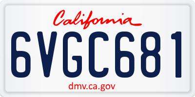 CA license plate 6VGC681