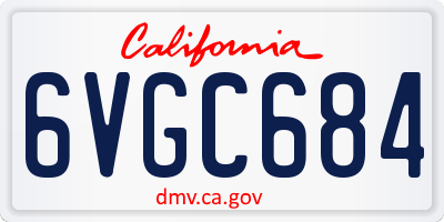 CA license plate 6VGC684