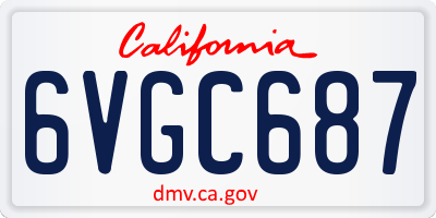 CA license plate 6VGC687