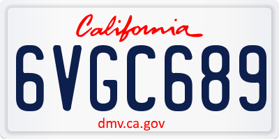 CA license plate 6VGC689