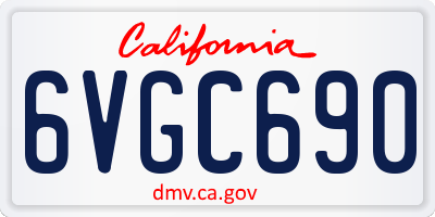 CA license plate 6VGC690