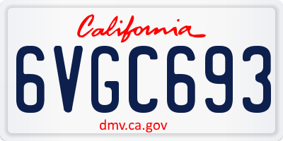 CA license plate 6VGC693