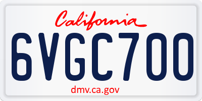 CA license plate 6VGC700