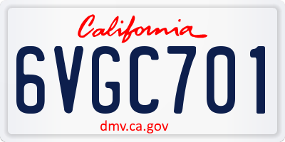 CA license plate 6VGC701