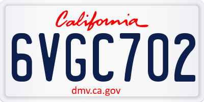 CA license plate 6VGC702