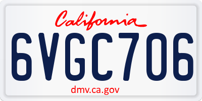 CA license plate 6VGC706