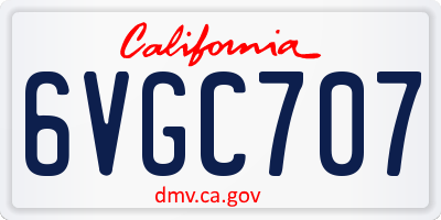 CA license plate 6VGC707