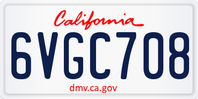 CA license plate 6VGC708