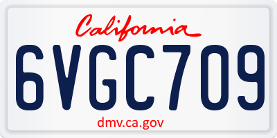 CA license plate 6VGC709