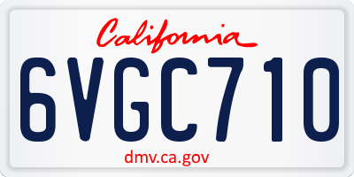 CA license plate 6VGC710