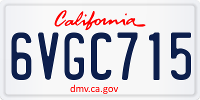 CA license plate 6VGC715