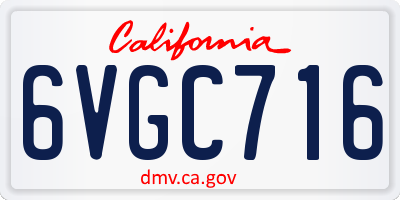 CA license plate 6VGC716