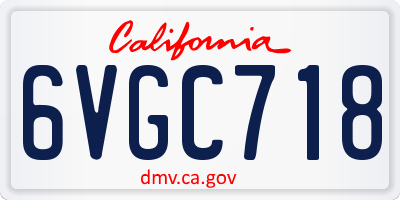 CA license plate 6VGC718