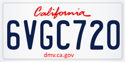 CA license plate 6VGC720