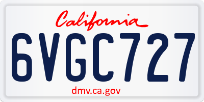 CA license plate 6VGC727