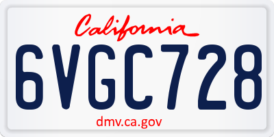 CA license plate 6VGC728