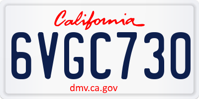 CA license plate 6VGC730