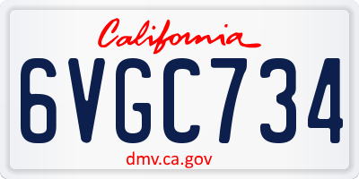 CA license plate 6VGC734