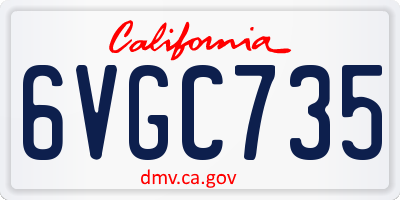 CA license plate 6VGC735