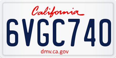 CA license plate 6VGC740