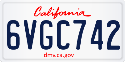 CA license plate 6VGC742