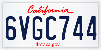 CA license plate 6VGC744