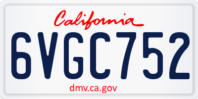 CA license plate 6VGC752
