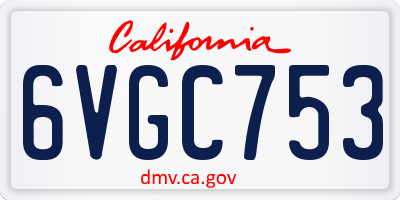 CA license plate 6VGC753