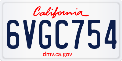 CA license plate 6VGC754