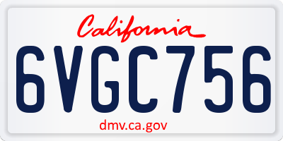 CA license plate 6VGC756