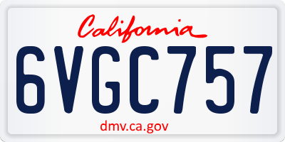 CA license plate 6VGC757