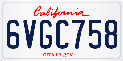 CA license plate 6VGC758