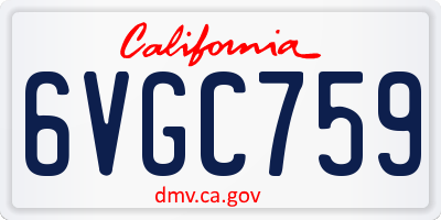 CA license plate 6VGC759