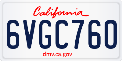 CA license plate 6VGC760