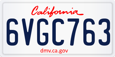 CA license plate 6VGC763