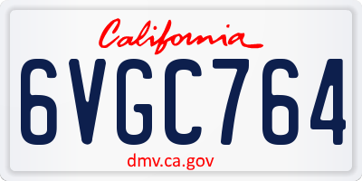 CA license plate 6VGC764